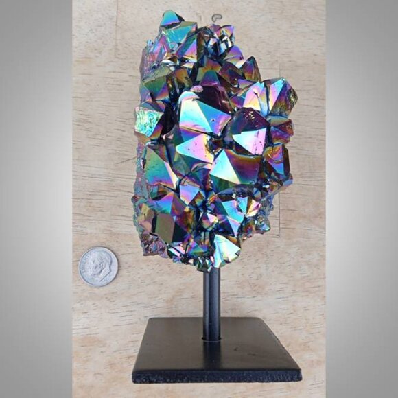 ❤️ titanium covered AMETHYST stone crystal on stand #1 - Picture 5 of 7